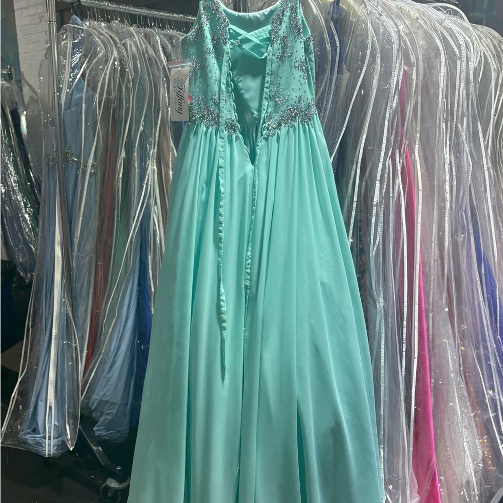 Tiffany Designs Aqua Formal Kids Dress